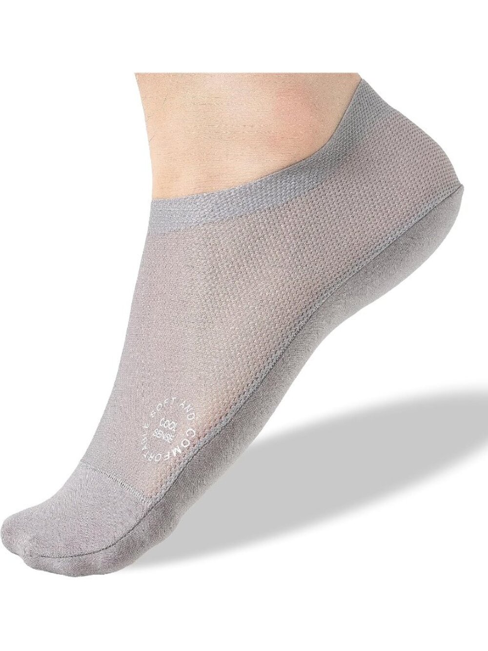 🧦Women‘s White Grey 6 pairs Cool Sense Thin Non-Slip Nylon Diabetics Socks